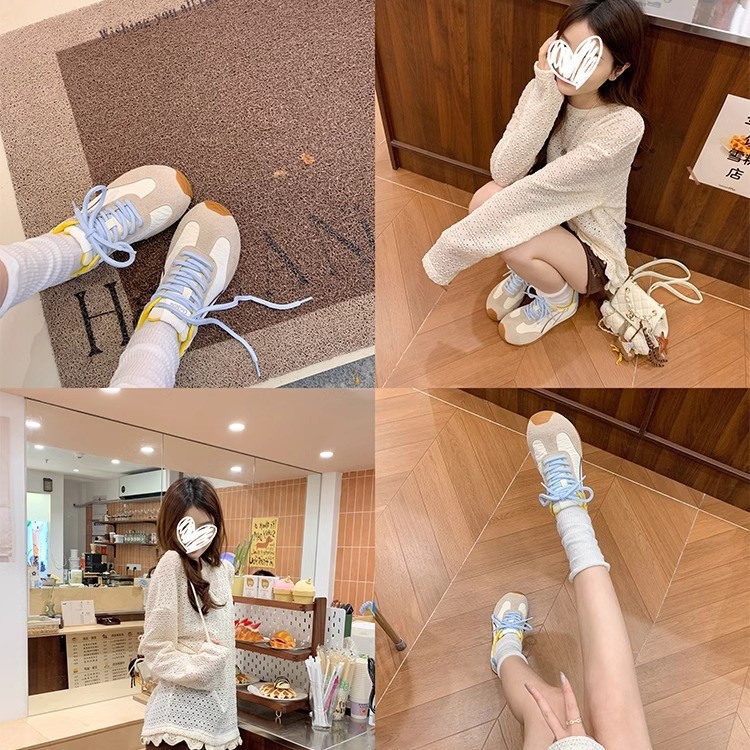 [Chao Bunan] super caliente dulce pequeño lindo ~ pequeña cabeza inclinada dentro de la altura de los zapatos deportivos casuales de entrenamiento de la mujer zapatos Gump