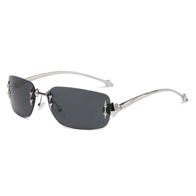 Frameless Chamfered Sunglasses For Men Stylish Design Star Patterned Y2K Unique Small Square Frame New Hot_voghion.com
