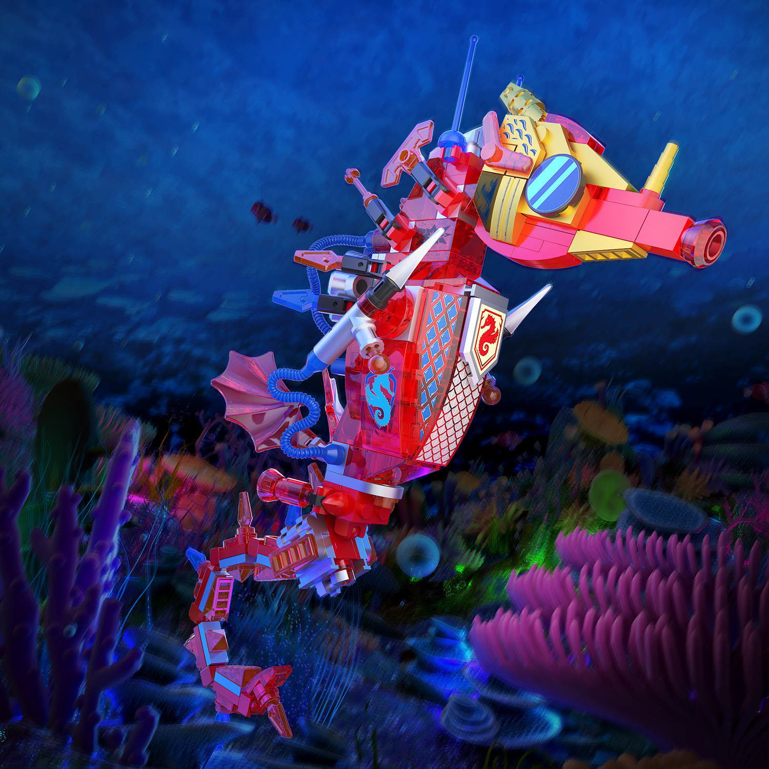 Compatible con luces nocturnas Kirin insectos altos animales marinos ensamblaje bloques de construcción juno juguetes regalo para niños