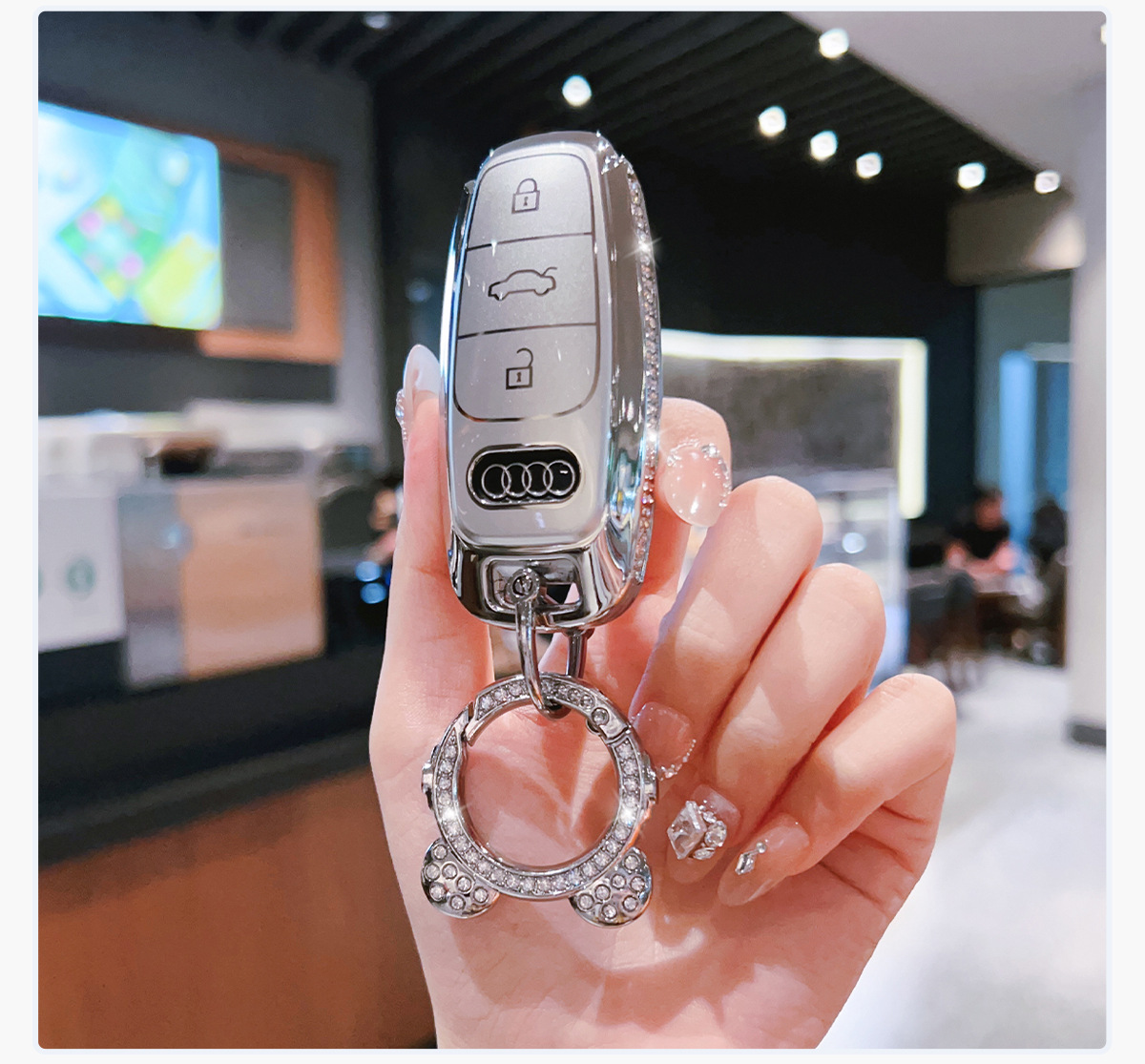 Suitable for Audi A4L Key Cover Q5L Car A5/A6L/A3 Bag A7/Q6/Q7/Q8 Shell Sq5/A8/Rs4 Buckle Tt