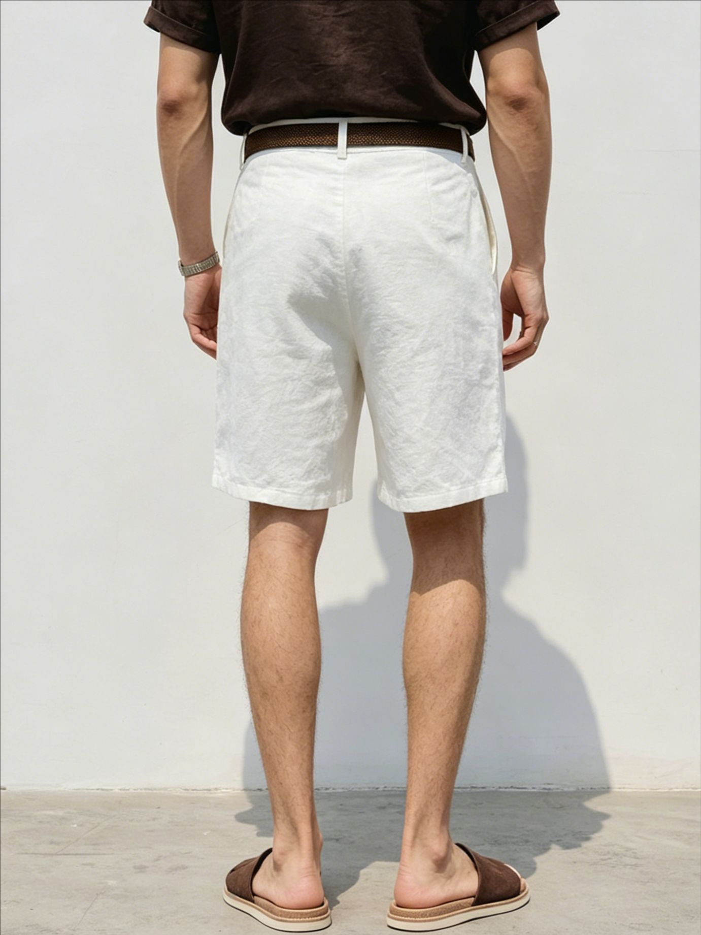 Shorts en lin pour homme respirant coupe ample style décontracté_voghion.com