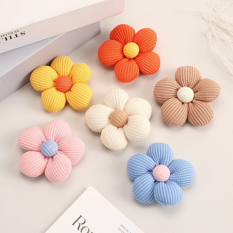 韩版五瓣花胸针配件发夹发饰服装手工布艺辅料包包手机壳挂件批发