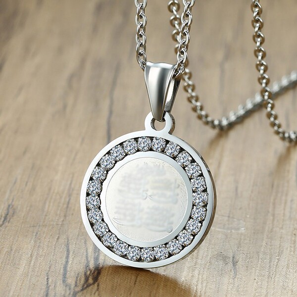 golden pendant stainless steel with zircon