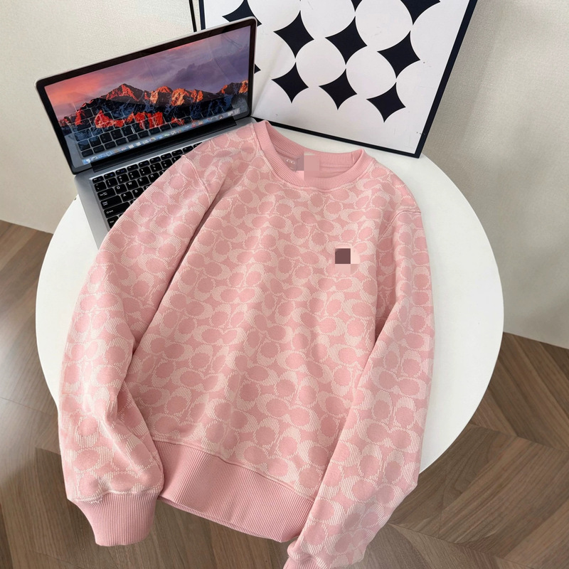 Koujia pink jacquard sweatshirt with dinosaur print, round neck, long sleeve, women's top, new autumn 2025 model Koujia pink jacquard sweatshirt with dinosaur print, round neck, long sleeve, women's top, new autumn 2025 model