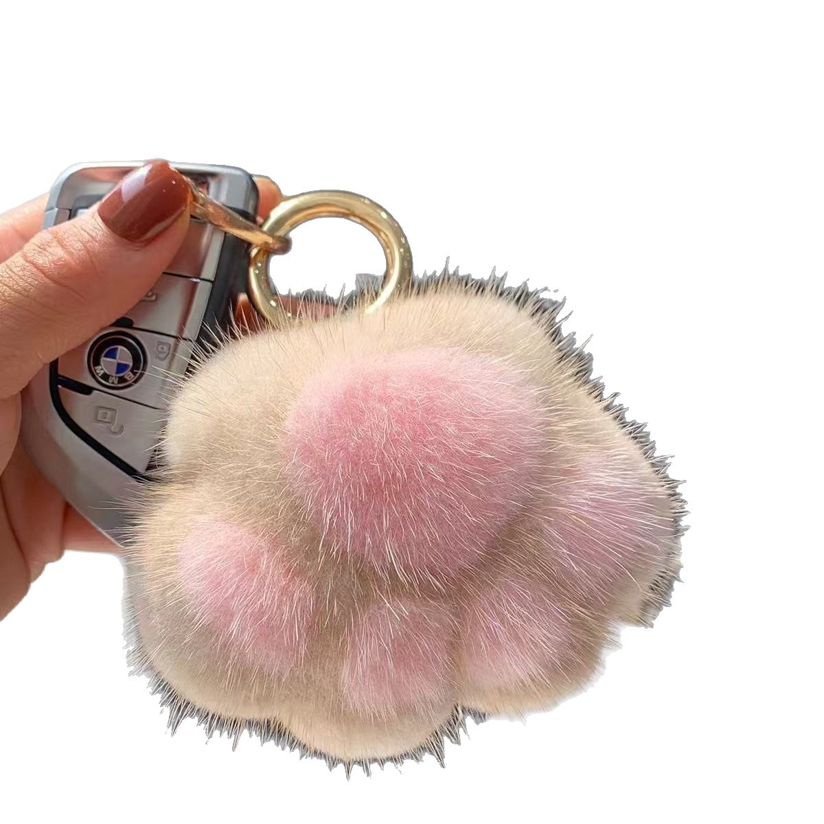 Colgante de bolso de garra de gato de pelo de visón de imitación lindo transfronterizo llavero creativo regalo de pareja colgante de muñeca todo fósforo