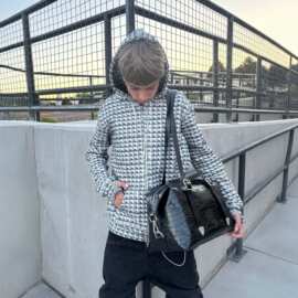 跨境潮牌美式跨境秋冬新款基础柳钉印花拉链连帽开衫卫衣外套