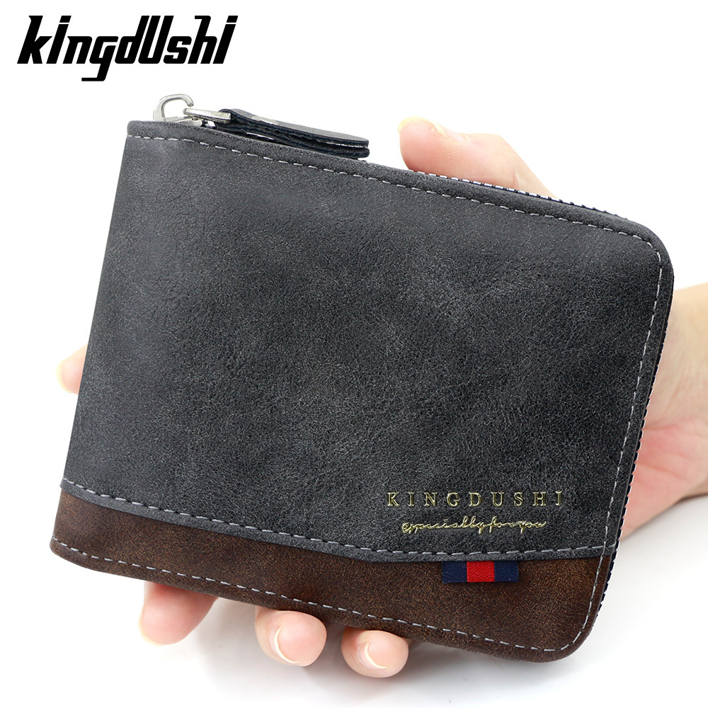 Ventas transfronterizas calientes de moda de color contraste de hombre cartera corta multi-tarjeta brazalete bisagra bolsa de cambio cartera al por mayor