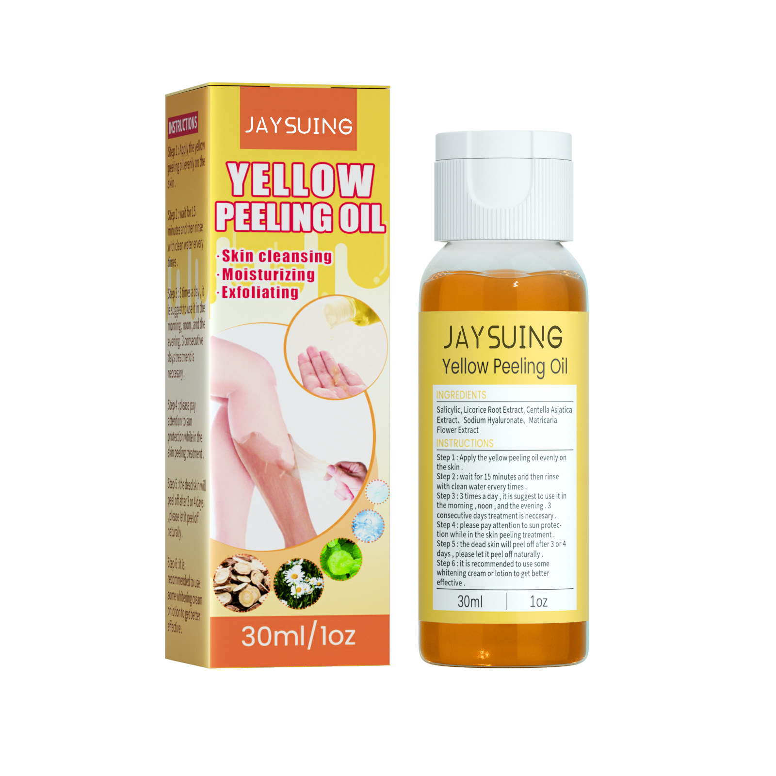 L'huile exfoliante pour la peau jaune Jaysuing hydrate la peau du corps, la rendant délicate, belle, blanche et tendre._voghion.com