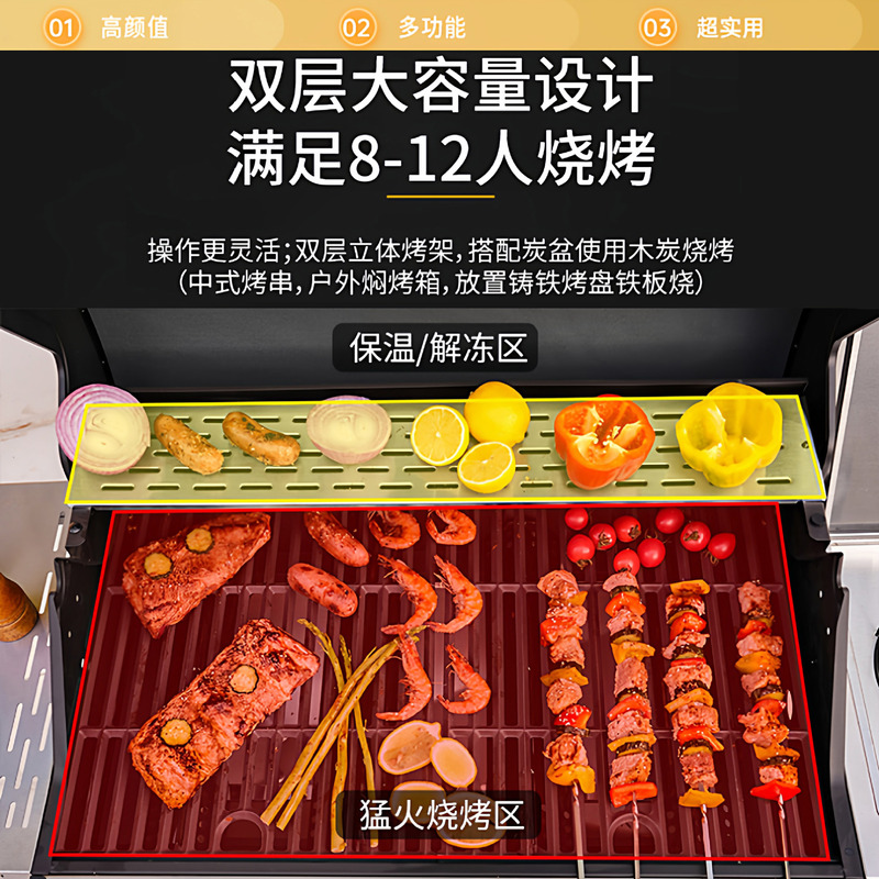 户外燃气烧烤炉庭院烤炉大型别墅烧烤架户外烤架美式家用烧烤炉|undefined