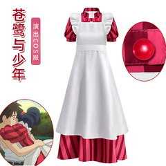 Anime and Manga Costume Hayao Miyazaki Heron and Young Man Cosplay Apron Dress Costume Role Play
