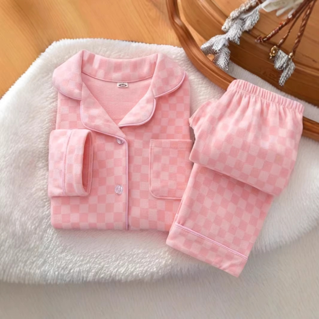 Pijamas infantiles otoño y invierno estilo de ternudo para niños y niñas ropa de hogar molida engrosada ropa de hogar para niños cardigans