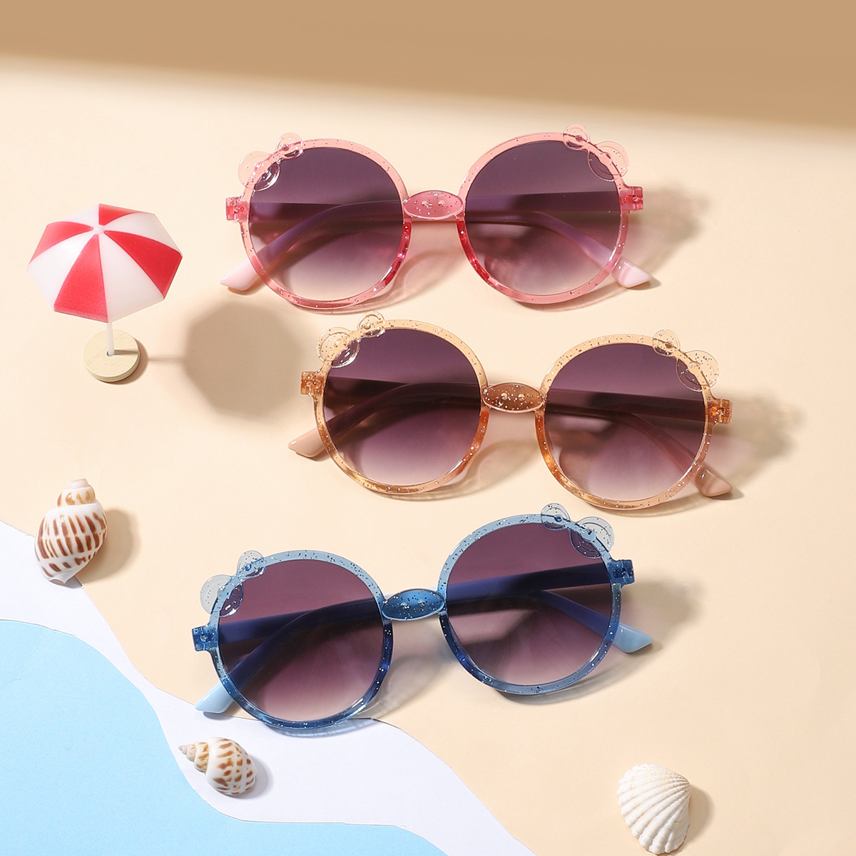 2022 nuevo marco redondo gafas de sol retro moda flor decorativa niños gafas de sol personalizado gafas de moda 6143