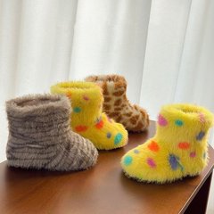 时髦女童毛毛靴外穿秋冬新款儿童走秀棉靴加绒保暖女宝可爱雪地靴