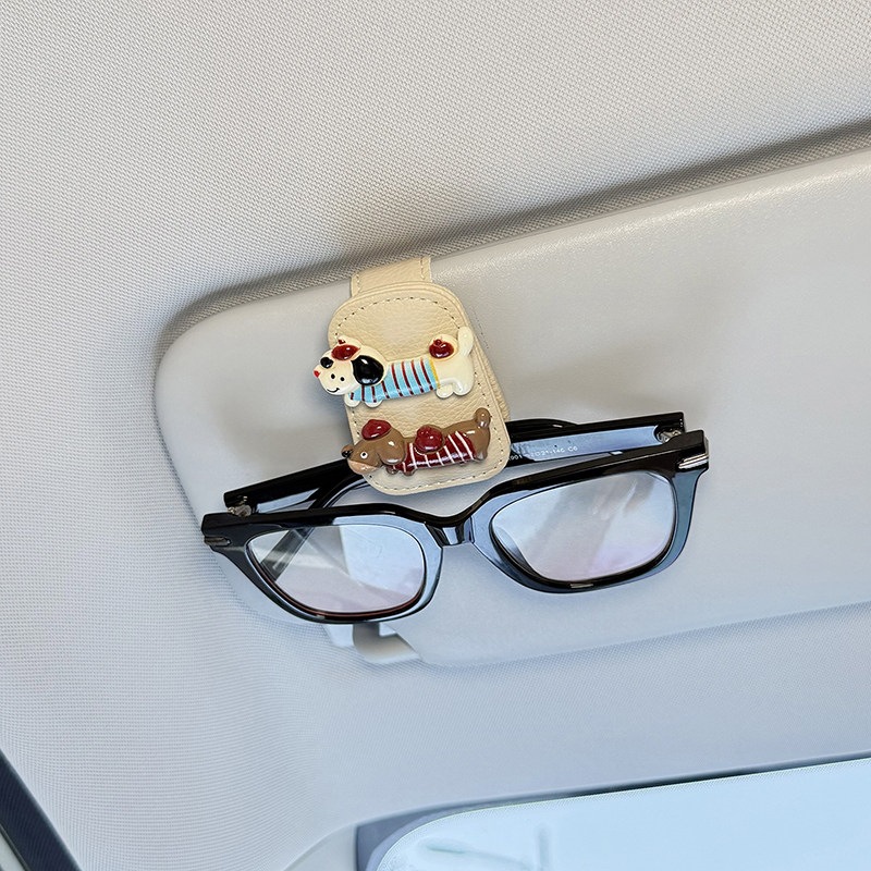 2026 New Car-Mounted Glasses Clip, In-Car Sunglasses Storage Clip, Sun Visor Glasses Holder, Cute Dachshund Dog Design