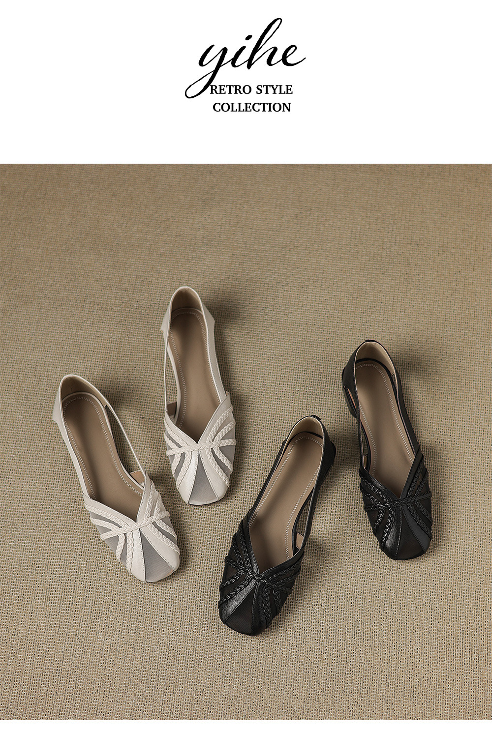 Sandal nữ da cừu mũi kín đế bệt phối lưới thoáng khí — đen chi tiết 13