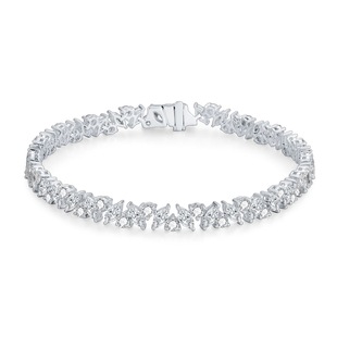 Romantic French 18K Gold Bracelet Inlaid with Cultured Diamonds, Platinum, Sweet Full Diamonds, Real Gold and Real Diamonds, the Bracelet Does Not Fade