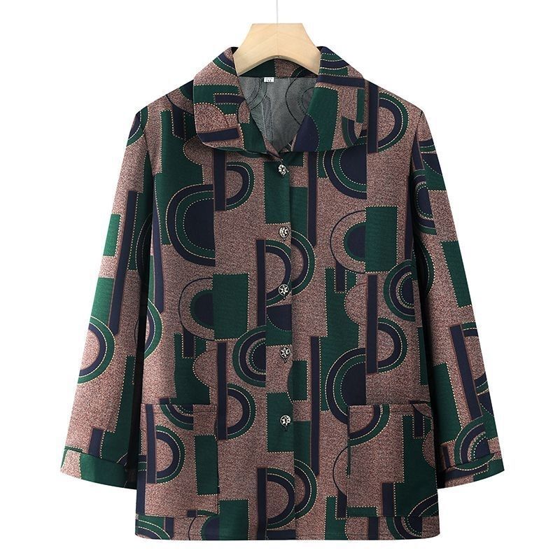 2025 New Style Elderly Grandma Nine-Quarter Sleeve Shirt Middle-Aged and Elderly Women's Cardigan Thick Shirt Mother's Spring & Fall Suit 2025 New Style Elderly Grandma Nine-Quarter Sleeve Shirt Middle-Aged and Elderly Women's Cardigan Thick Shirt Mother's Spring & Fall Suit