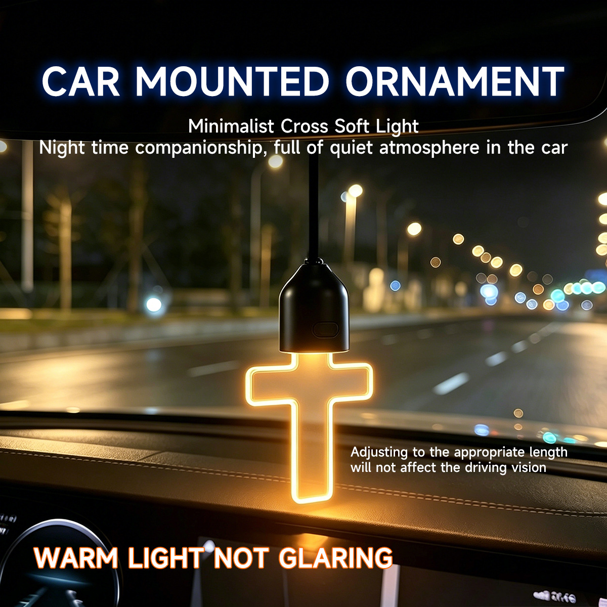 Cross-Border Popular Car Dashboard Cross-Shaped Ambient Light, Dual-Color Decorative Led Display Light, Blessing Protection
