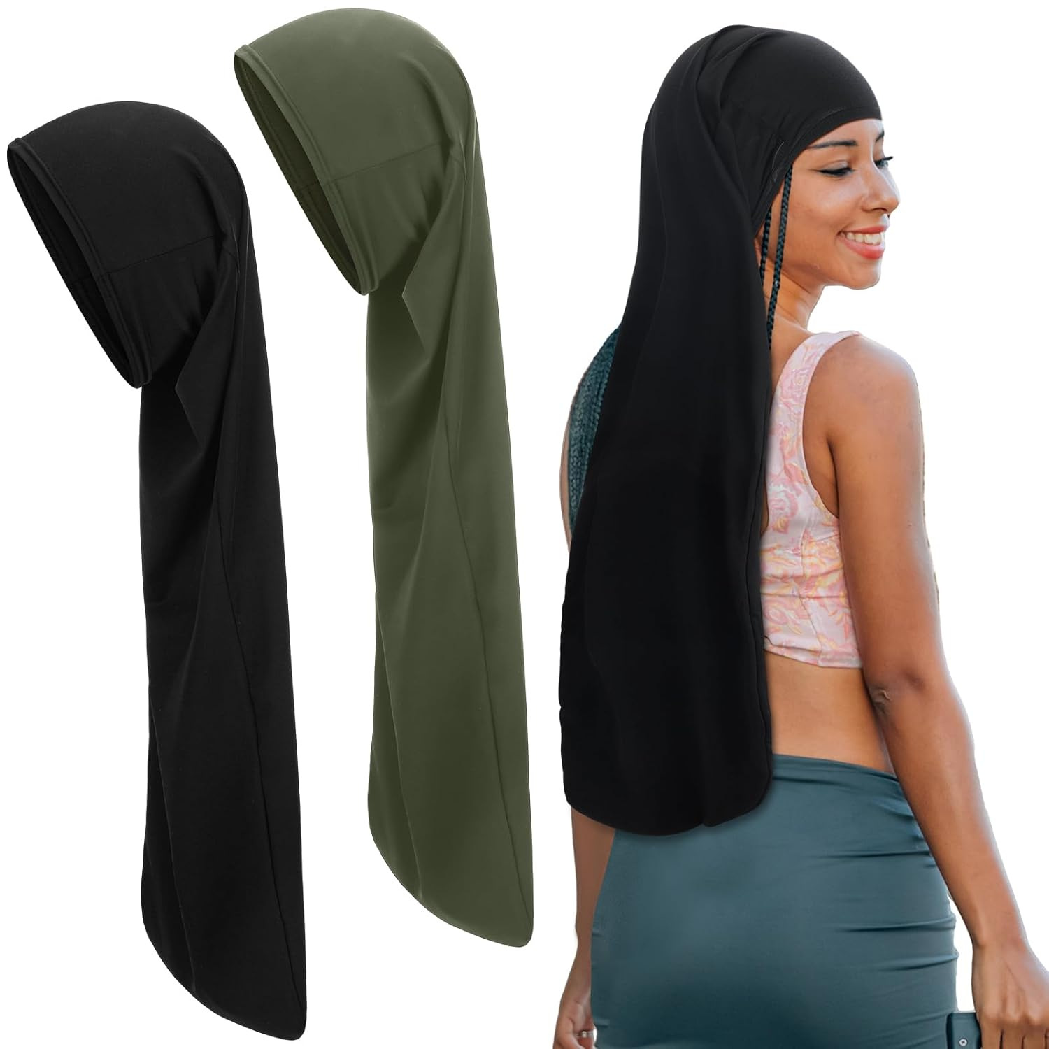 Amazon's Best-Selling Long Elastic Hair Band Cap, Satin Sleep Cap, Long Hair Care Hat