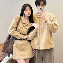 小众设计感情侣装春秋季2025韩版长袖衬衫女连衣裙法式一裙一衣潮