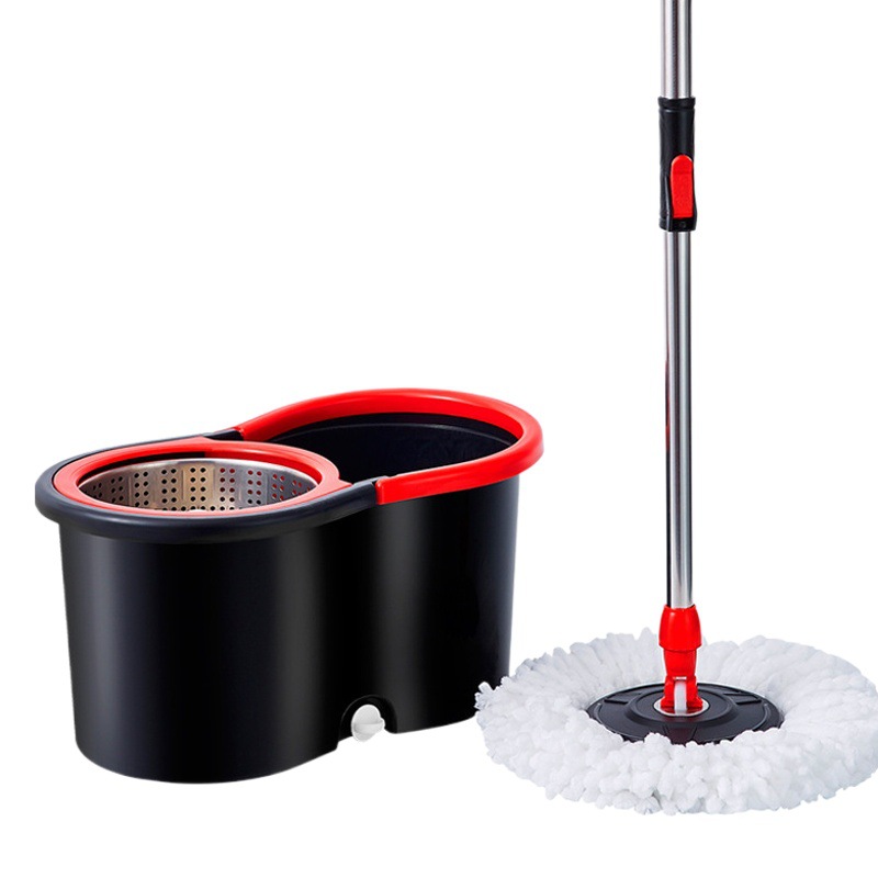 Fregona de cubo Figura 8, cubo de fregona giratorio de doble tracción lavable a mano, fregona antigua, fregona de suelo para el hogar