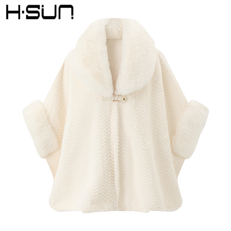 Chal de invierno de alta gama con cuello de piel, abrigo tipo cárdigan de color liso, felpa gruesa y cálida, de longitud media, talla grande, para mujer.