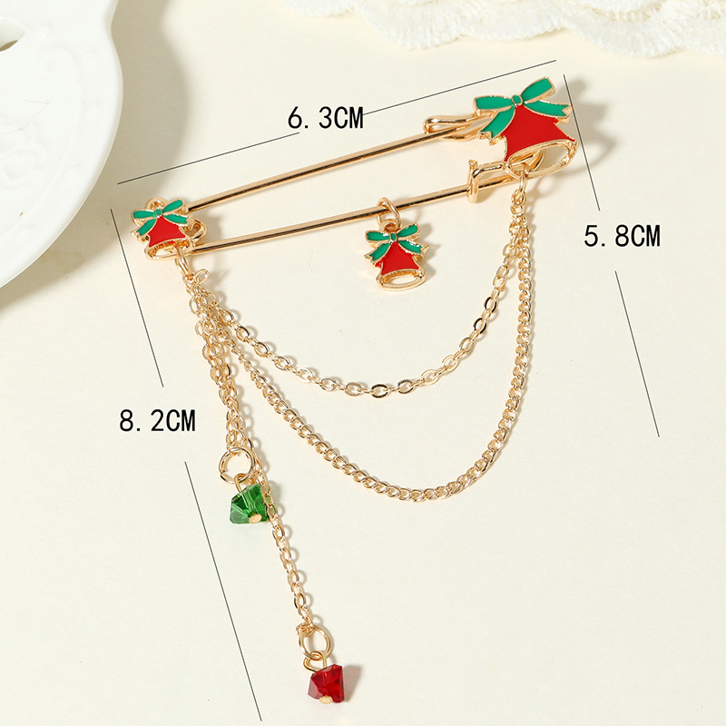 Christmas Series Fashion Alloy Brooch Cartoon Dripping Bell Tassel Sweater Chain Pin display picture 2