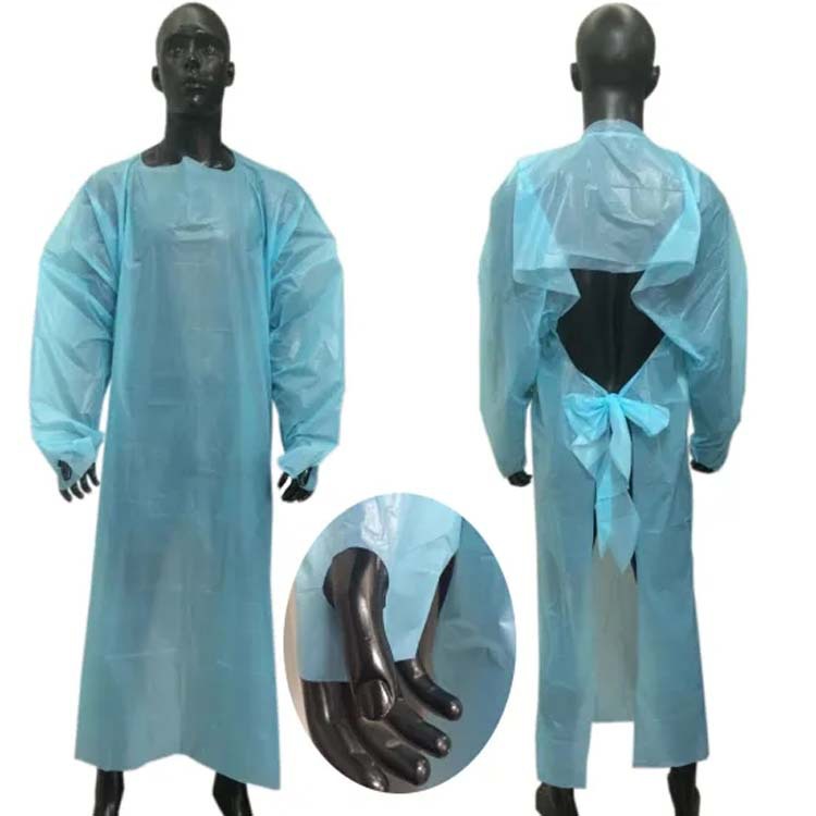 一次性cpe袍塑料隔离衣防护服长袖防尘拇指扣pe一次性围裙隔离服