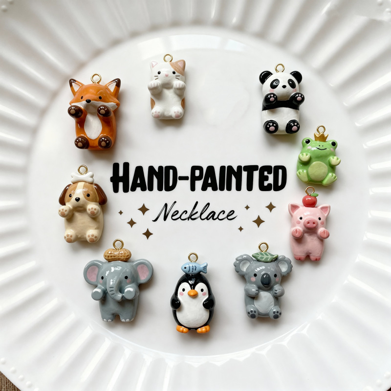 European and American Simple Cartoon Animal Series Fox Kitten Koala Frog Panda Pendant Versatile DIY Accessories 18K