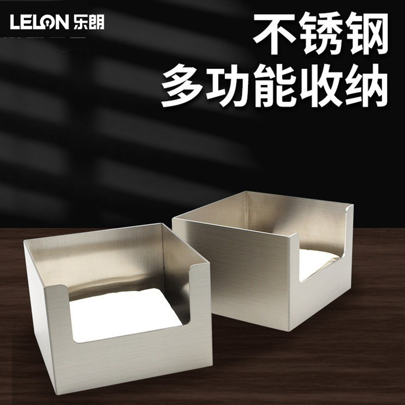 Caja de almacenamiento de cubiertos de acero inoxidable, bar, caja de almacenamiento de toallas de papel, caja de almacenamiento de acabado de escritorio, caja de almacenamiento de set