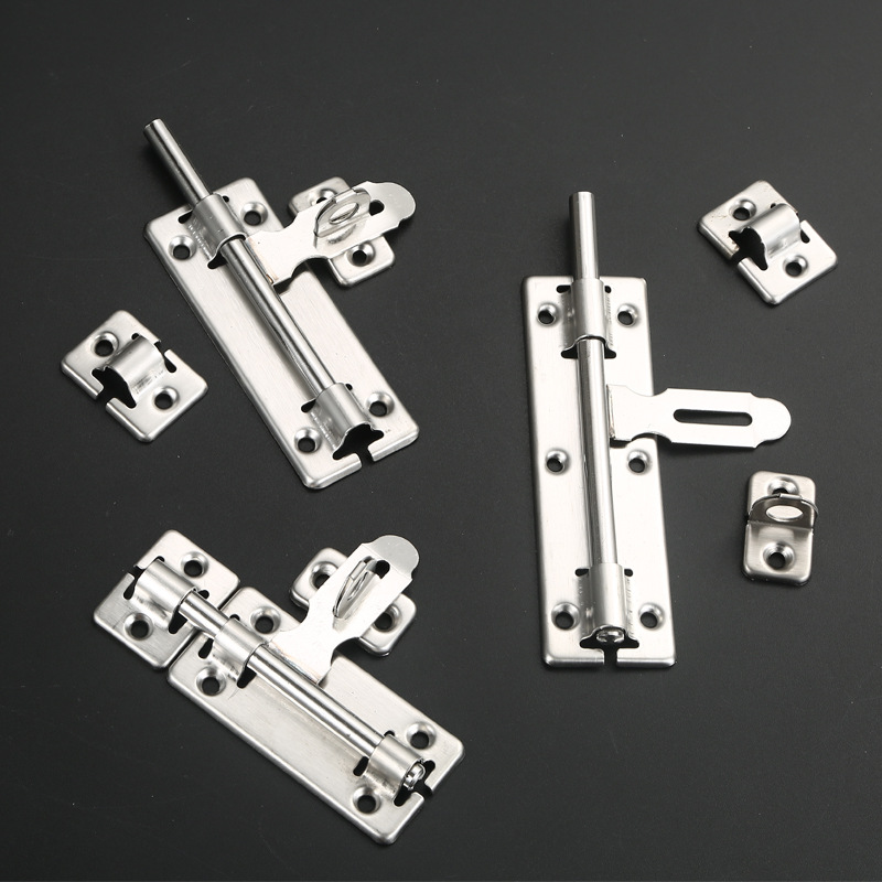 Cerradura de acero inoxidable Beigu Hardware de 4/6/8 pulgadas con candado, pestillo izquierdo y derecho, cerrojo antirrobo de doble vía para puertas de madera. image 6