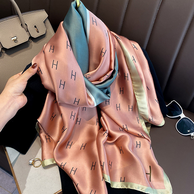 Women's Scarf, Imitation Silk Scarf, Korean Oil Painting Print, Medium-Length Decorative Sunshade and Sun Protection Shawl, Beach Towel Women's Scarf, Imitation Silk Scarf, Korean Oil Painting Print, Medium-Length Decorative Sunshade and Sun Protection Shawl, Beach Towel