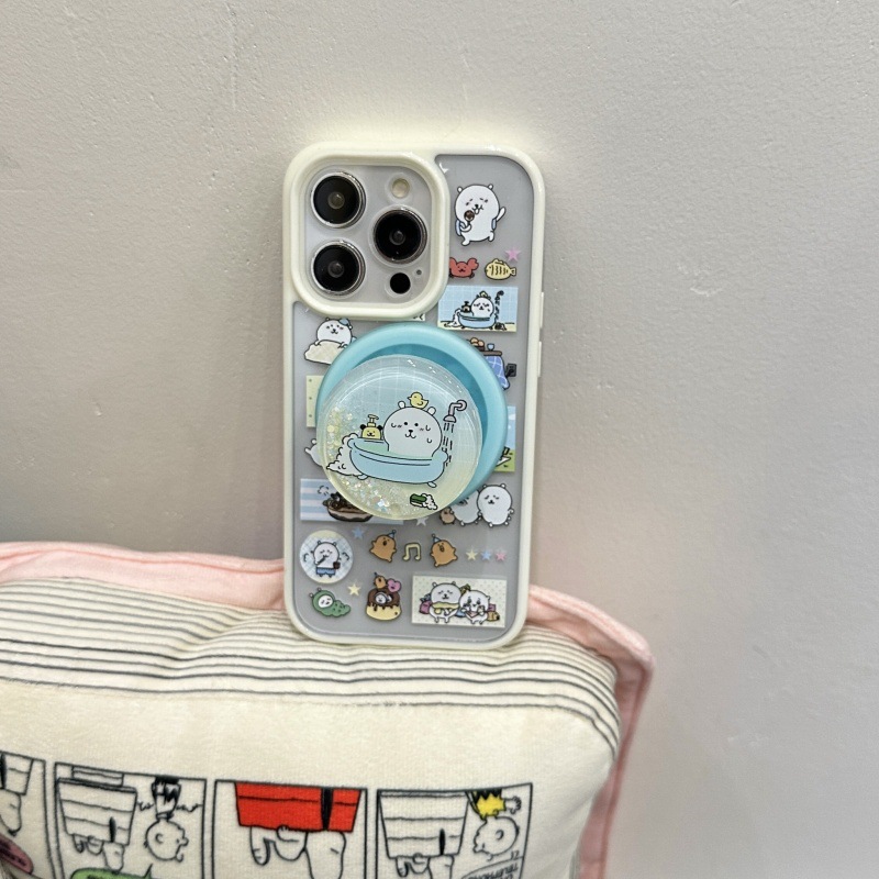 Bathtub Bear Suitable for Apple 16Promax Mobile Phone Case Iphone14 Quicksand Stand Magnetic Suction 15 Acrylic