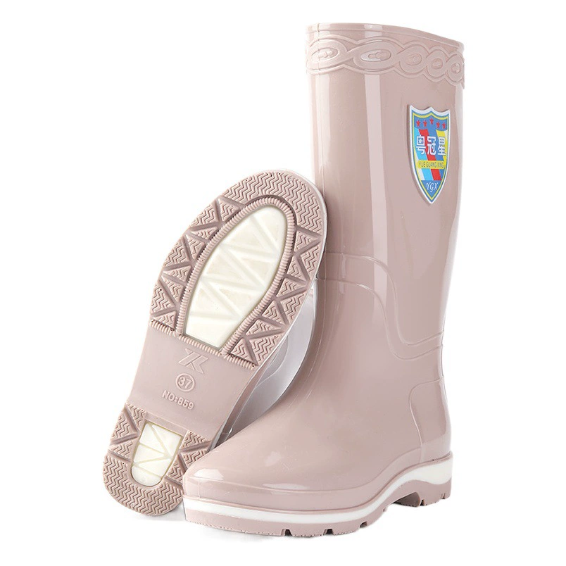 Новые женские высокие резиновые сапоги из ПВХ на флисовой подкладке, нескользящие, для активного отдыха, водонепроницаемые, на толстой подошве, на высоком каблуке, модель 2025 года