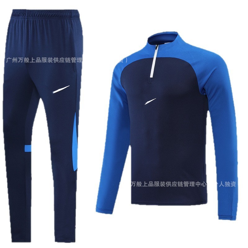 NB半拉链冬装长袖长裤套装训练俱乐部基础足球服球衣长拉logo外贸|undefined