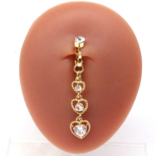Gaby European and American cross-border heart-shaped navel ring, navel nail, inverted navel ring, no hole piercing FBR2111101