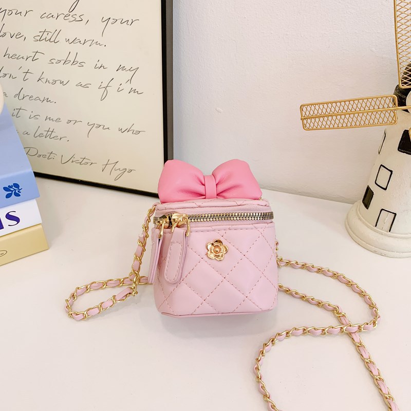 Bolsa de hombro coreana para niños con arco de estilo estilo extranjero bolsas de cadena de diamante lindas mini niñas mochila