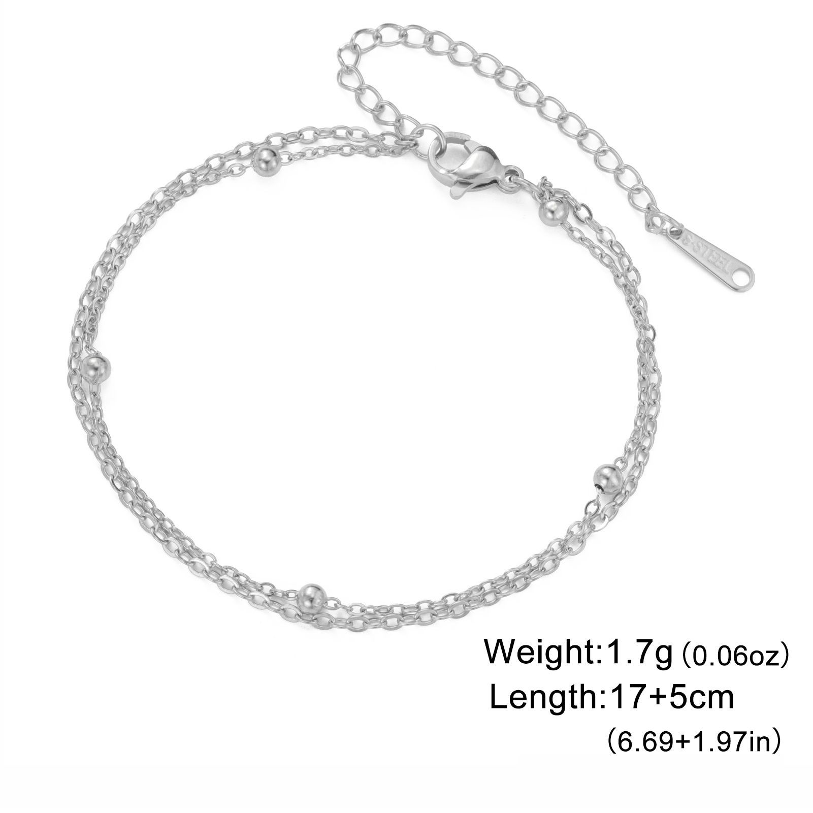 스틸 컬러 비드 체인 더블 레이어 체인