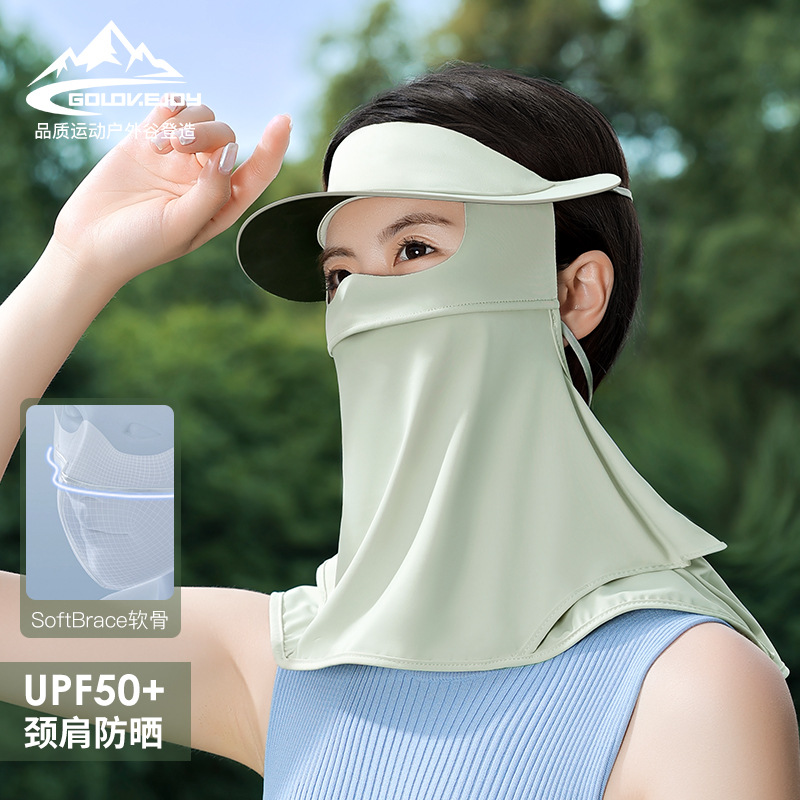 Breathable Ice Silk Sun Protection Mask for Women - Summer Outdoor Golf UV Protection Full Face Sunshade - Model XTJ121