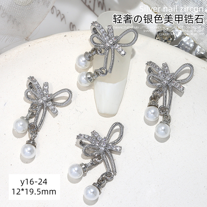 Joyería de circonio para decoración de uñas, lazo para decoración de uñas, aleación de diamantes, perla, joyería de diamantes, accesorios de decoración de libros rojos pequeños, venta al por mayor