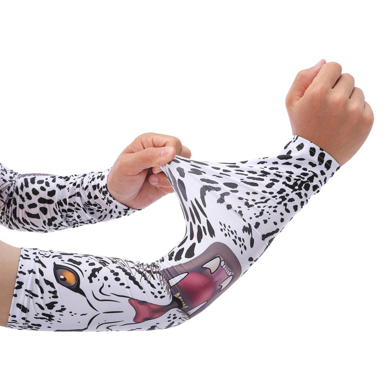 Outdoor Sun Protection Sleeves Customized with Tattoo Prints for Men and Women, Ice Silk Long Sleeves for Cycling