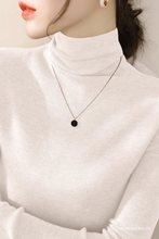 白色堆堆领内搭针织打底衫女2025春秋新款搭配大衣高领长袖上衣潮