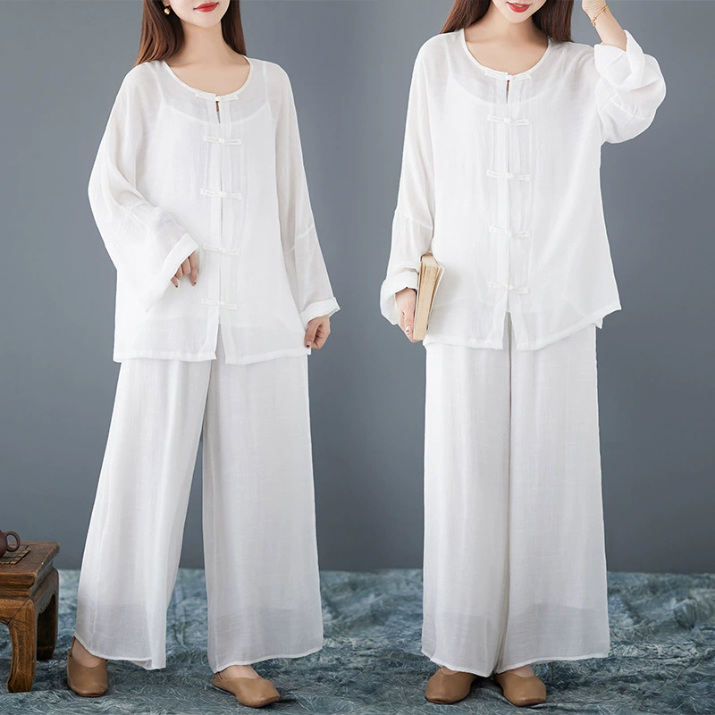 Фабрика прямых продаж Оптовая продажа китайского стиля ретро-чай дзен костюм костюм национальный стиль йоги костюм тайцзи костюм медитации женская фея