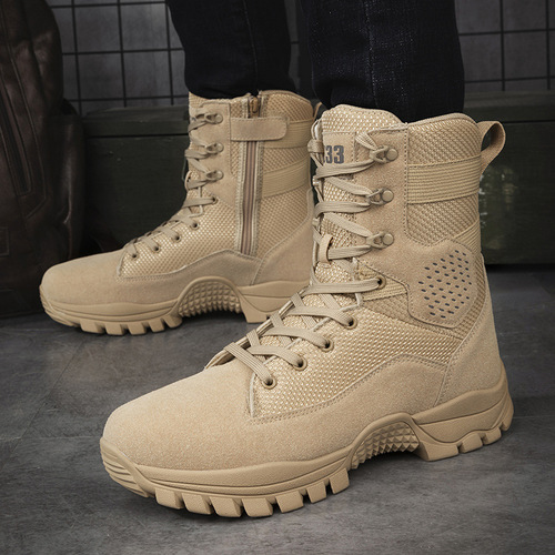 Men's Wide Boots Outdoor Combat Boots High-Top Outdoor Flight Boots Delta Work Boots