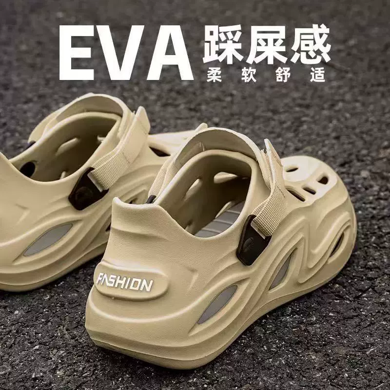 Новинка 2025, обувь из крокодиловой кожи, мужские модные легкие сандалии Baotou, пляжная обувь из ЭВА на толстой подошве