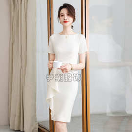 温柔职业连衣裙气质夏薄款珠宝店美容师工作服职场女神范教师销售