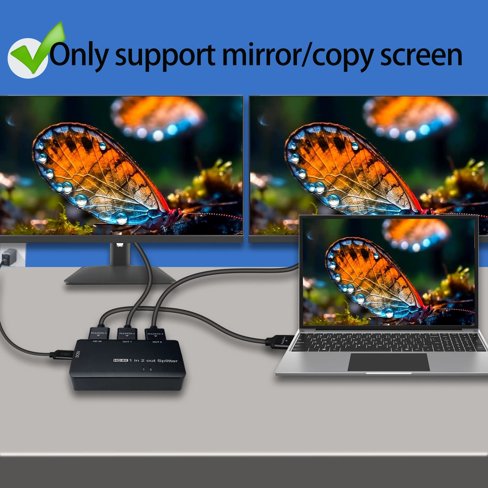 HDMI 1 вход 2 выхода сплиттер 4K высокое разрешение одновременный дисплей одна минута 3 компьютера подключены к телевизору 120Гц высокое разрешение видео сплиттер