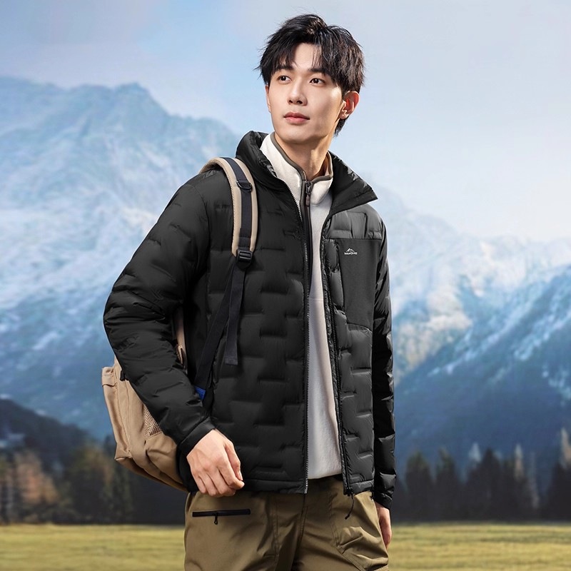 2025년 겨울 남성용 경량 다운 재킷 새로운 스타일 90 벨벳 스탠드 칼라 라미네이트 따뜻한 얇은 내부 및 외부 더블웨어 재킷