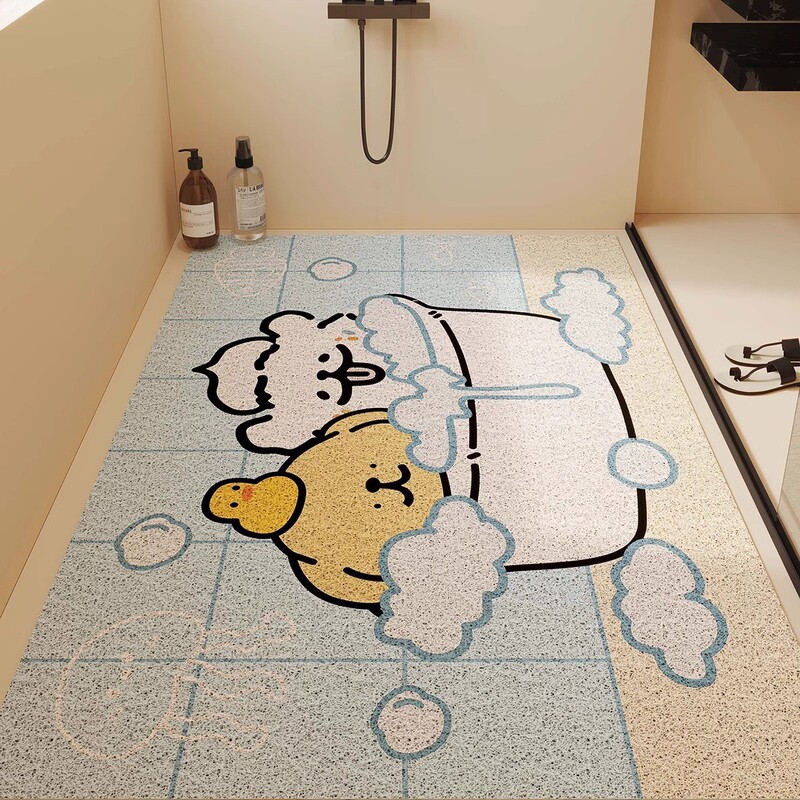 Shower Bathroom Floor Mat with Full Coverage of Hollow Silk Loops, Non-Slip and Anti-Fall Foot Mat, Bathroom Drainage and Water Barrier, Easy-Care Foot Mat