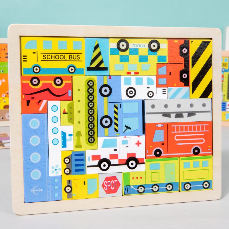 Diversión de madera puzzle lógico juguete infantil puzzle juguete de educación temprana pensamiento entrenamiento de concentración puzzle